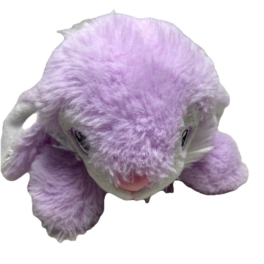 MTY International Purple Bunny  with Green Gingham Bow Sewn in Eyes 9 in